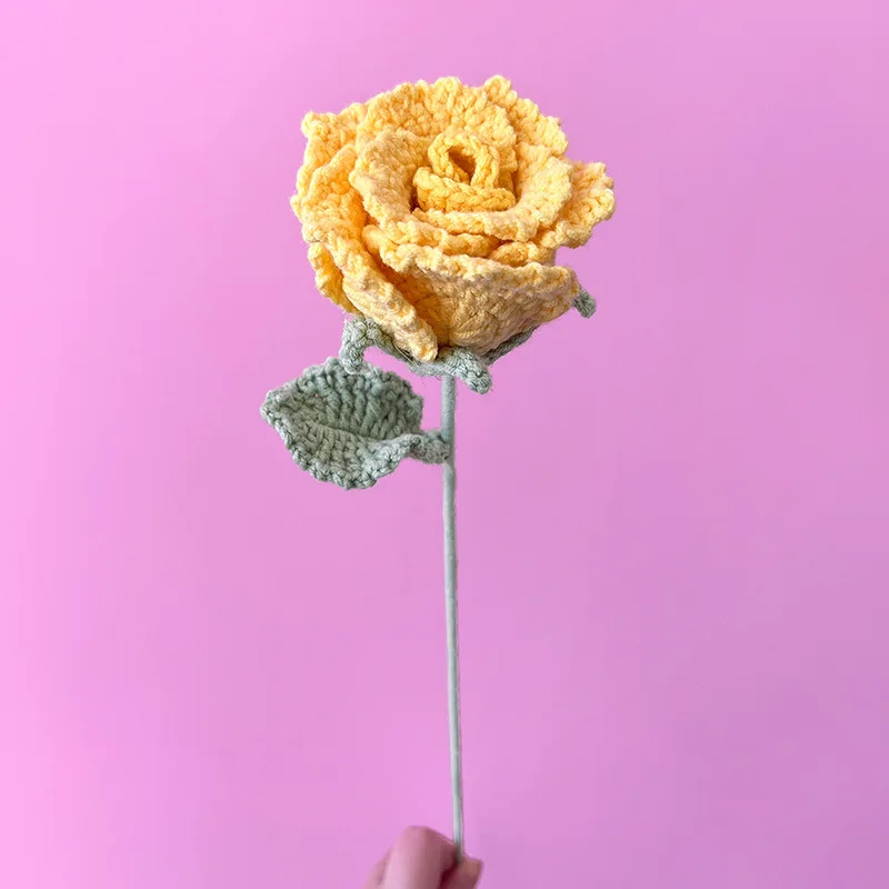 

Handmade Knitting Artificial Flower Decoration Home Table Ornament Birthday Gift Bedroom Decor Creative Hand-woven Bouquet