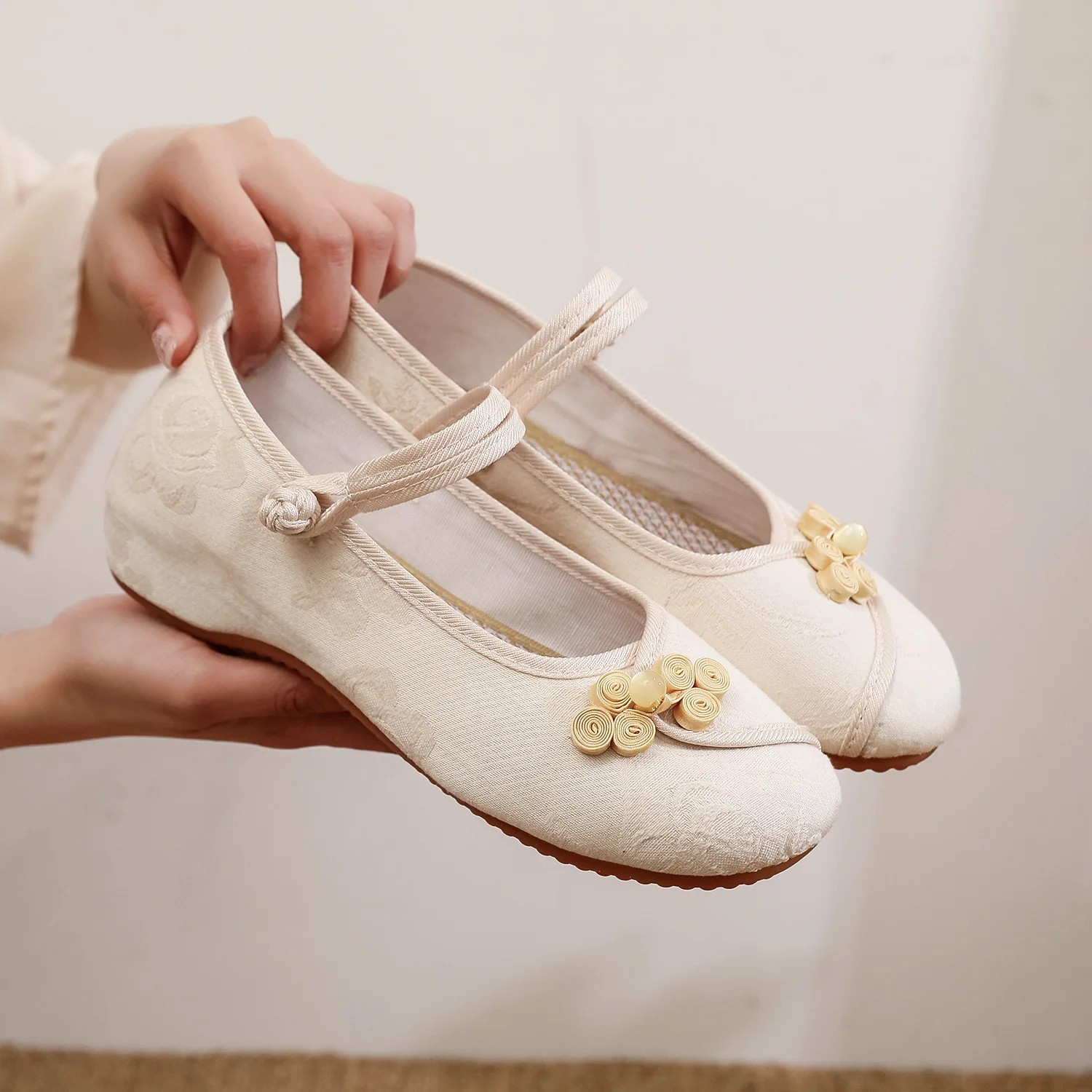 Балетки женские с вышивкой хлопок китайский узел повседневные туфли на плоской