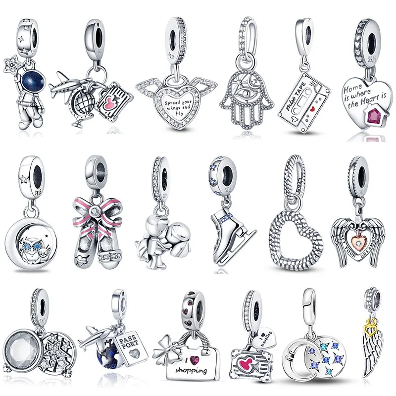 

2021 New silver color Zircon Skates Beads Charms Fit Original Pandora Bracelet&Bangle Making Fashion DIY Jewelry Gift