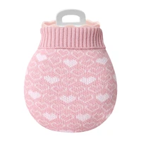 hot water bottle hot water bag with soft knitted cover mini silicone hot water warmer for pain relief ease aches cold hot therap