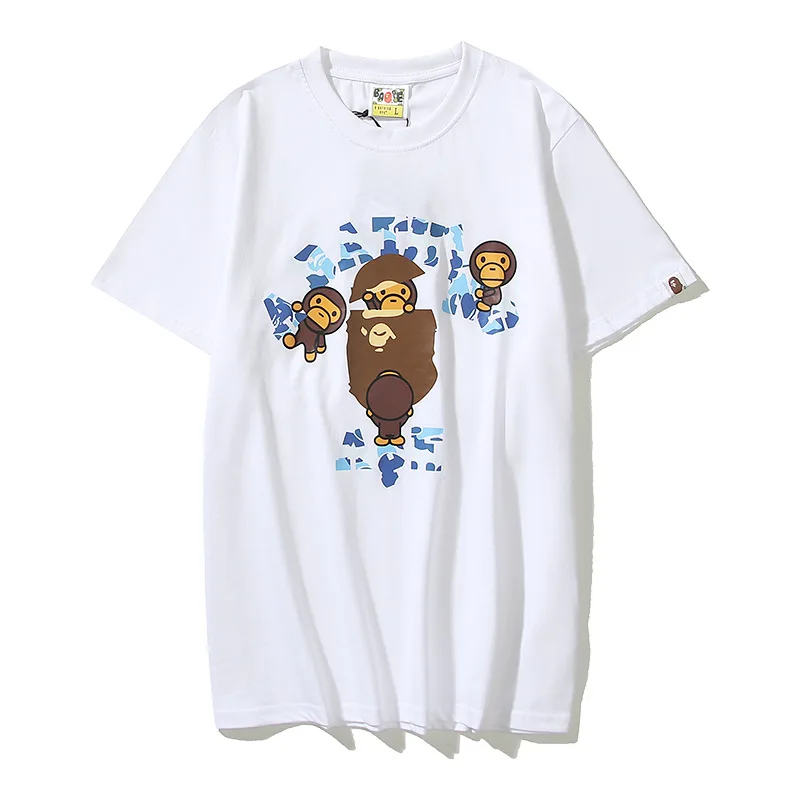 

Bape Japanese Tide Brand Short-Sleeved Top Men'S T-Shirt Female Couple Ape Head Camouflage Print Loose Cotton Short-Sleeved