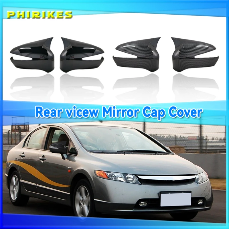 

For Honda Civic 8th gen 2006-2012 2 Pieces High Quality Abs Plastic Bat Style Mirror Covers Caps RearView Piano Black