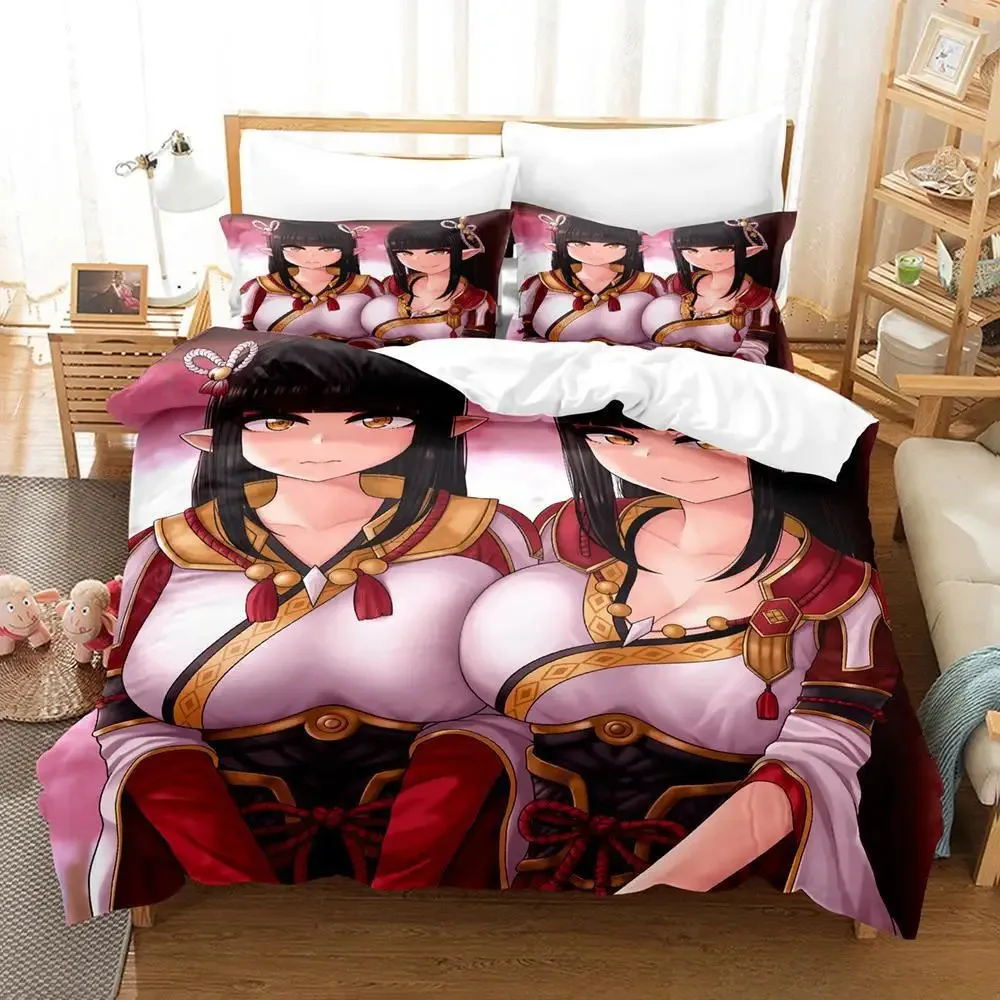 3PCS Single-sided Monster Hunter Printed Comforter Bedding Sets Comfortable Bedspreads Duvet Birthday Gift