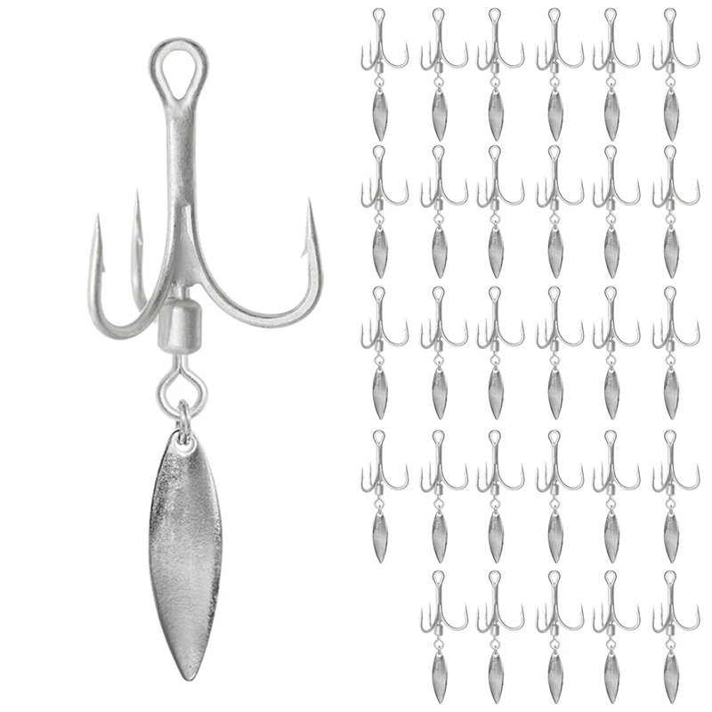 

30Pcs/Pack Fishing Treble Hook With Spoon Fishing Triple Hooks 6 Fishing Bait Hook Fishing Accessories