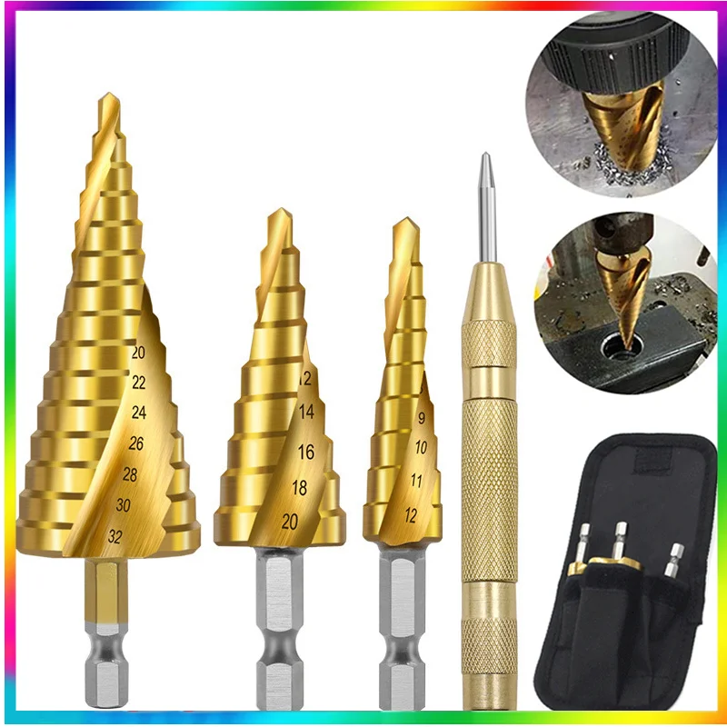 HSS Titanium Drill Bit 4-12 4-20 4-32 Drilling Power Tools Metal High Speed Steel Wood Hole Cutter Cone Drill Bits