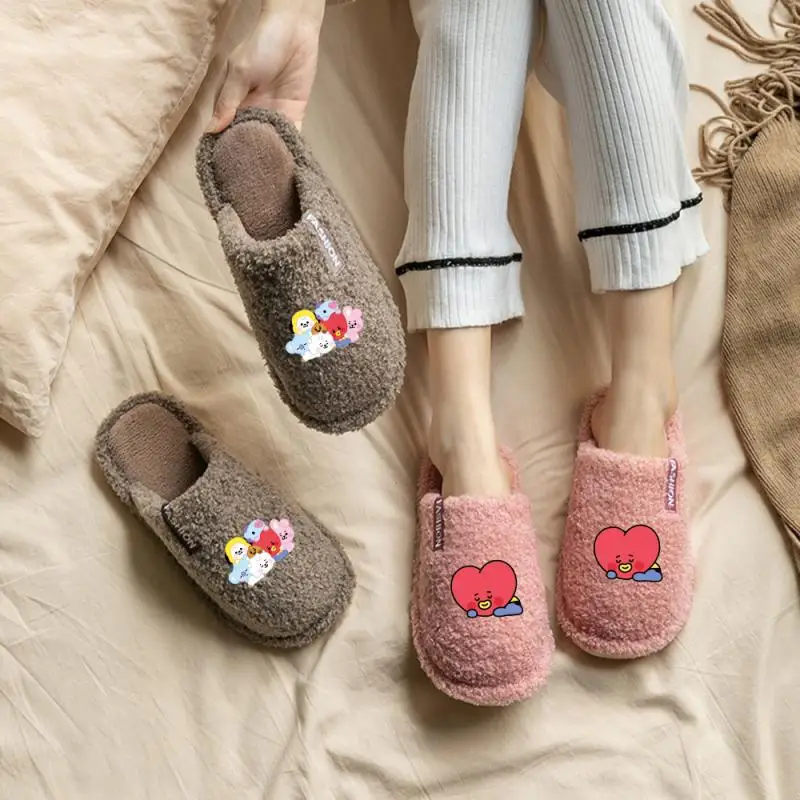 

Kawaii Bt21 Tata Chimmy Cooky Cotton Slippers for Men and Women, Cotton Slippers for Couples, Warm, Soft and Non-Slip Slippers