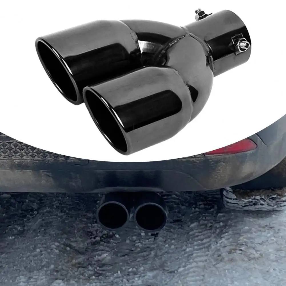 

Exhaust Pipe Double Outlet Exquisite Workmanship Stainless Steel Curved Exhaust Pipe Tail Muffler Tip for Car