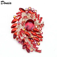 donia jewelry fashion color hollow large glass brooch christmas gift brooch ladies coat scarf accessories color flower brooch