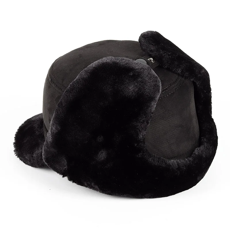 Мужская зимняя шапка-бомбер из искусственного меха