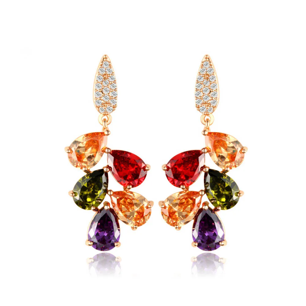 

Colorful crystal earrings European ethnic style women's tear drop romance party fashion jewelry