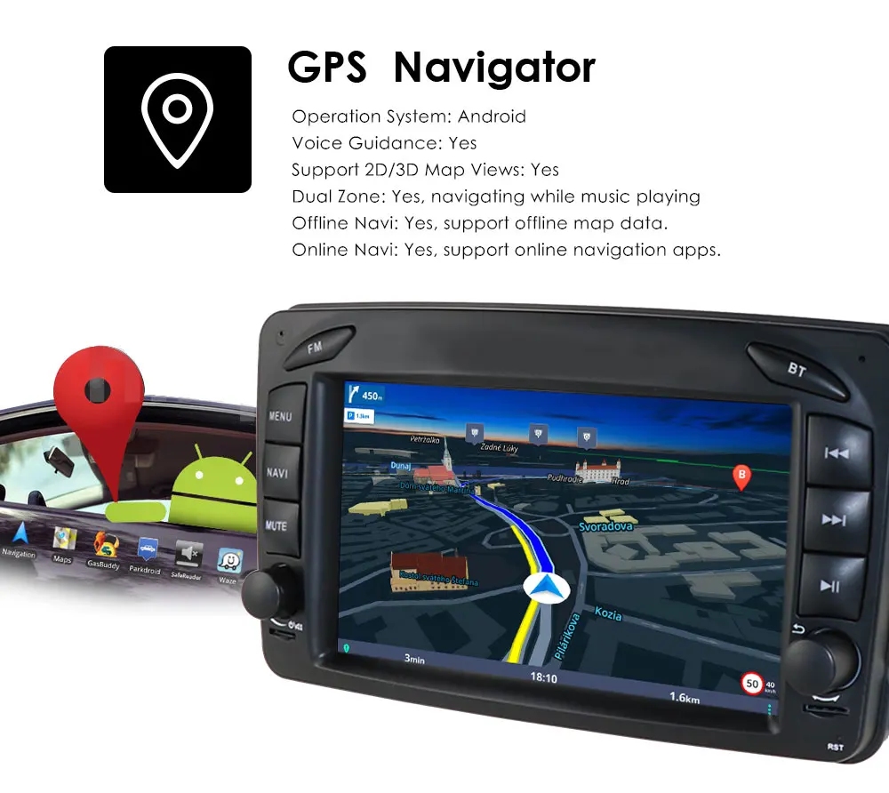 Автомагнитола CarPlay 2 DIN Android 10 для Mercedes Benz CLK W209 W203 W463 W208 |