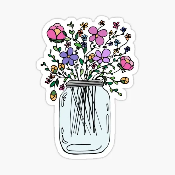 

Каменная банка с цветами, 5 шт., Наклейки для декора, Художественная печать, наклейки для автомобиля, дома, гостиной, бутылки для воды, украшен...