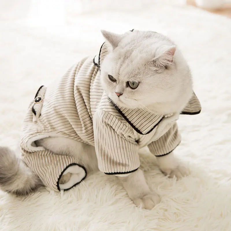 

Sweater For Large Dogs Online Celebrity Little Bow Tie Contrast Color Trimmed Velvet Four-legged Clothes Cat Blue Hairless Pet