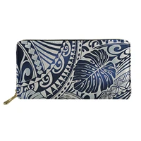 simple polynesian print long wallets portable zipper%c2%a0clutch bag woman shopping credit card holder capacity money clip decoration