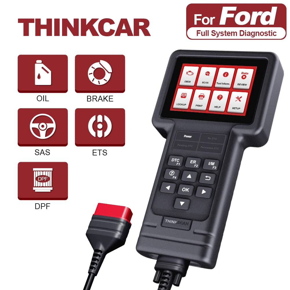 THINKCAR Thinkscan S04 OBD2 Diagnostic Tool for Ford Full System Code Reader Auto Scanner Oil/Brake/SAS/ETS/DPF Reset Services |
