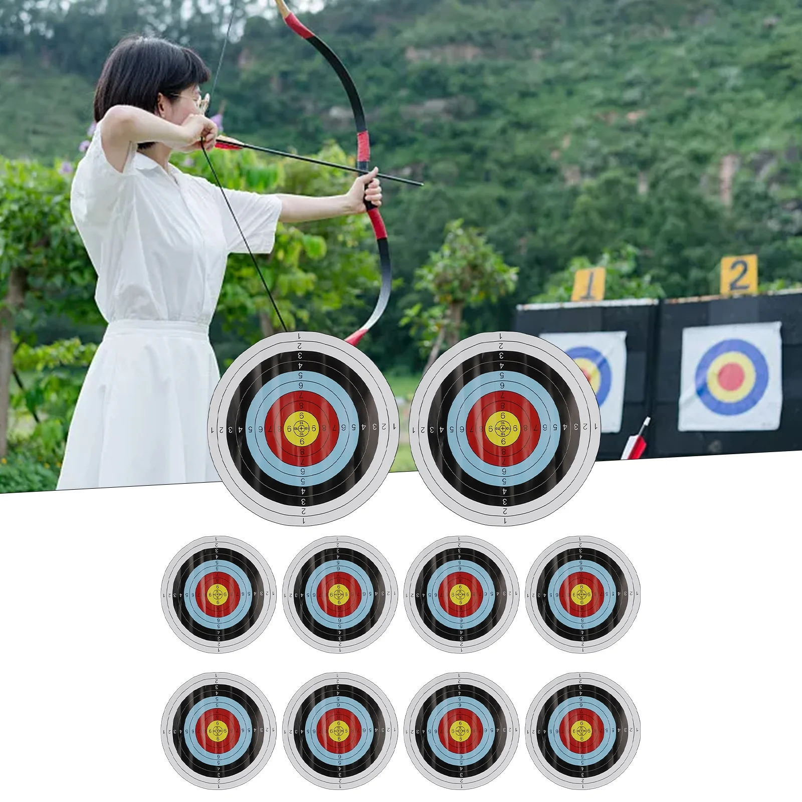 

10Pcs/set Archery Paper Target 40x40cm Targets Sports Target High-strength Adhesive Paper Len Aim Stickers Shot Accessories