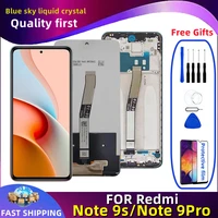 for original xiaomi redmi note 9s note 9 pro lcd display m2003j6b2g touch screen digitizer assembly replacement parts with frame
