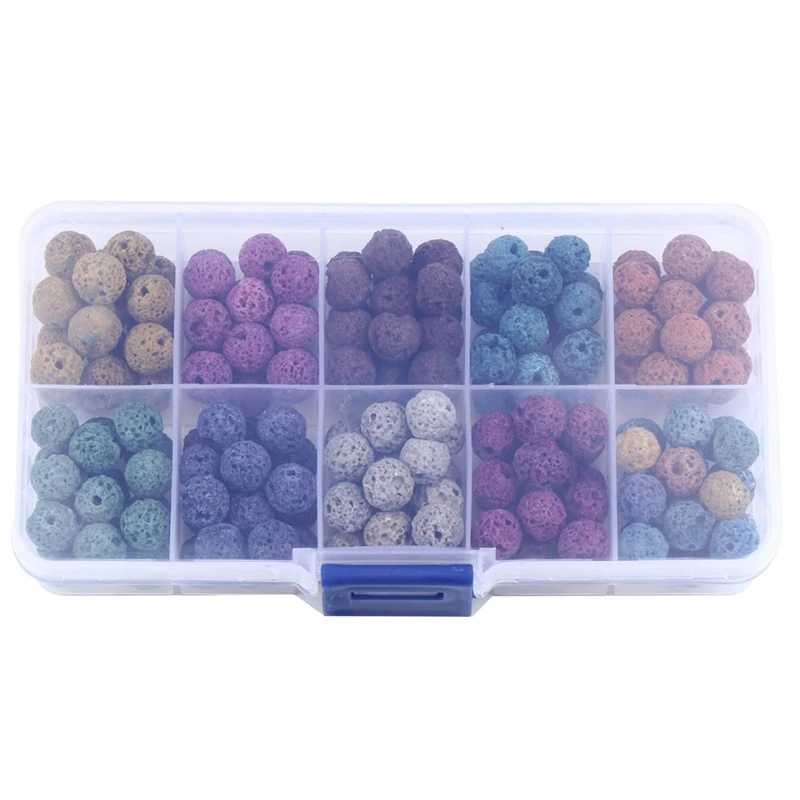 

1 SET Bulk Crafts Loose Volcanic Rock Chakra Beads For Making Essential Oil Diffuser Jewelry