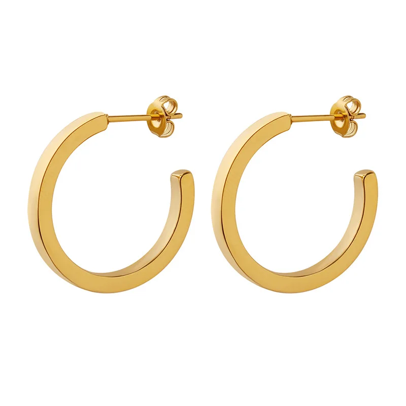 Модные круглые серьги-кольца в стиле OL позолоченные аксессуары из нержавеющей