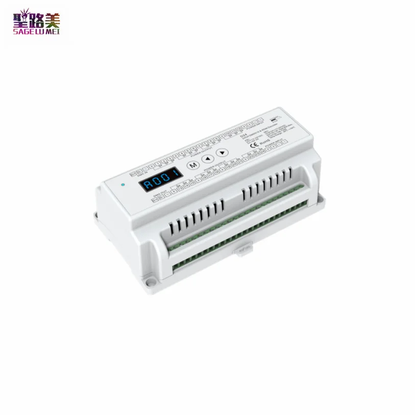 Home 24 Clara de Tira Dmx512 do Canal 2000hz para a Fita Controlador Conduzida Rgb 24ch * 3a 12v-24vdc cv Dmx Decodificador Din Trilho D24 24 Rdm Pwm 500 –