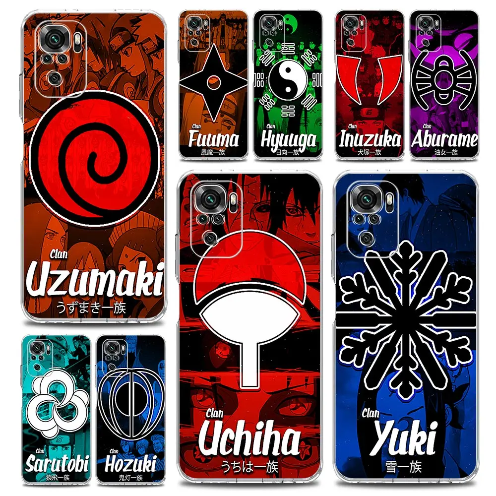 

Naruto Anime Clan Yuki Senju Logo Phone Case For Xiaomi Redmi Note 11 9S 9 8 10 Pro 7 8T 9C 9A 8A K40 Pro 11T 5G Clear Cover