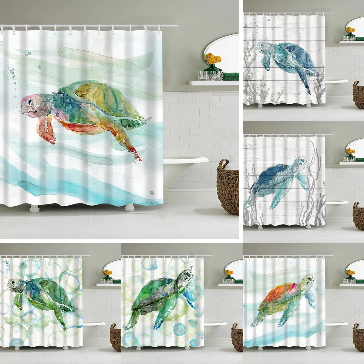 

Штора для ванной из полиэстера, с крючками