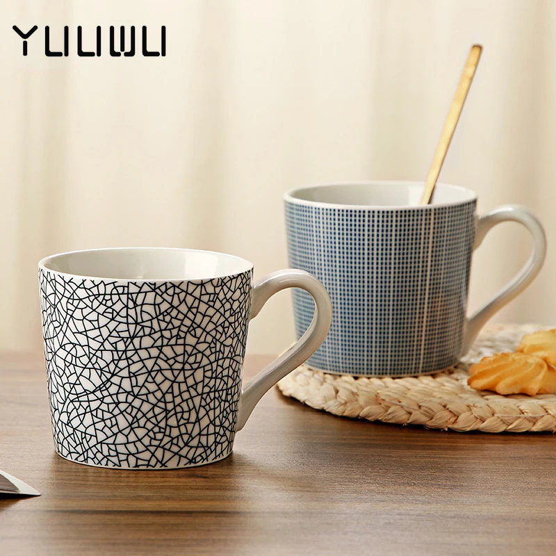 

Japanese Retro Cup Simple Ceramic Coffee Mug Office Household Breakfast Milk Tea Drinking Cups Cold Water Pottery Porcelain Mugs