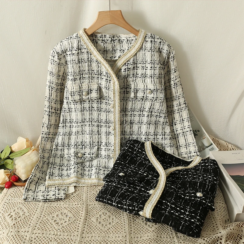 Блейзер Женский клетчатый на пуговицах с длинным рукавом осень 2023