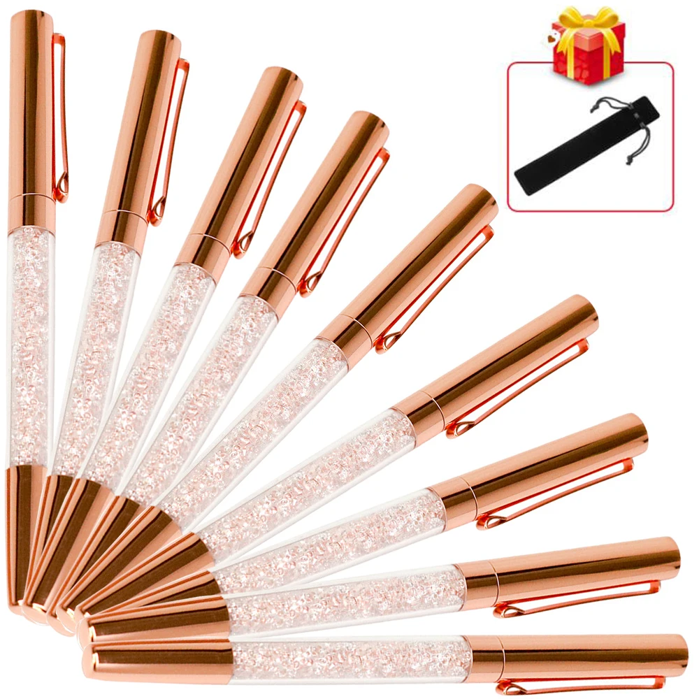 

Luxury Metal Bling Crystal Diamond Gel Pen Gifts For Women Bridesmaids Mothers Day Coworkers Christmas Office Supplies Rose Gold
