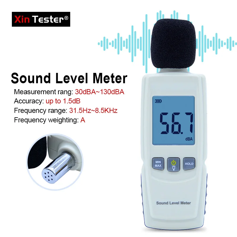 Фото Цифровой шумомер Xin Tester GM1352 (30-130 дБ) с функцией записи, портативный измеритель уровня звука №2