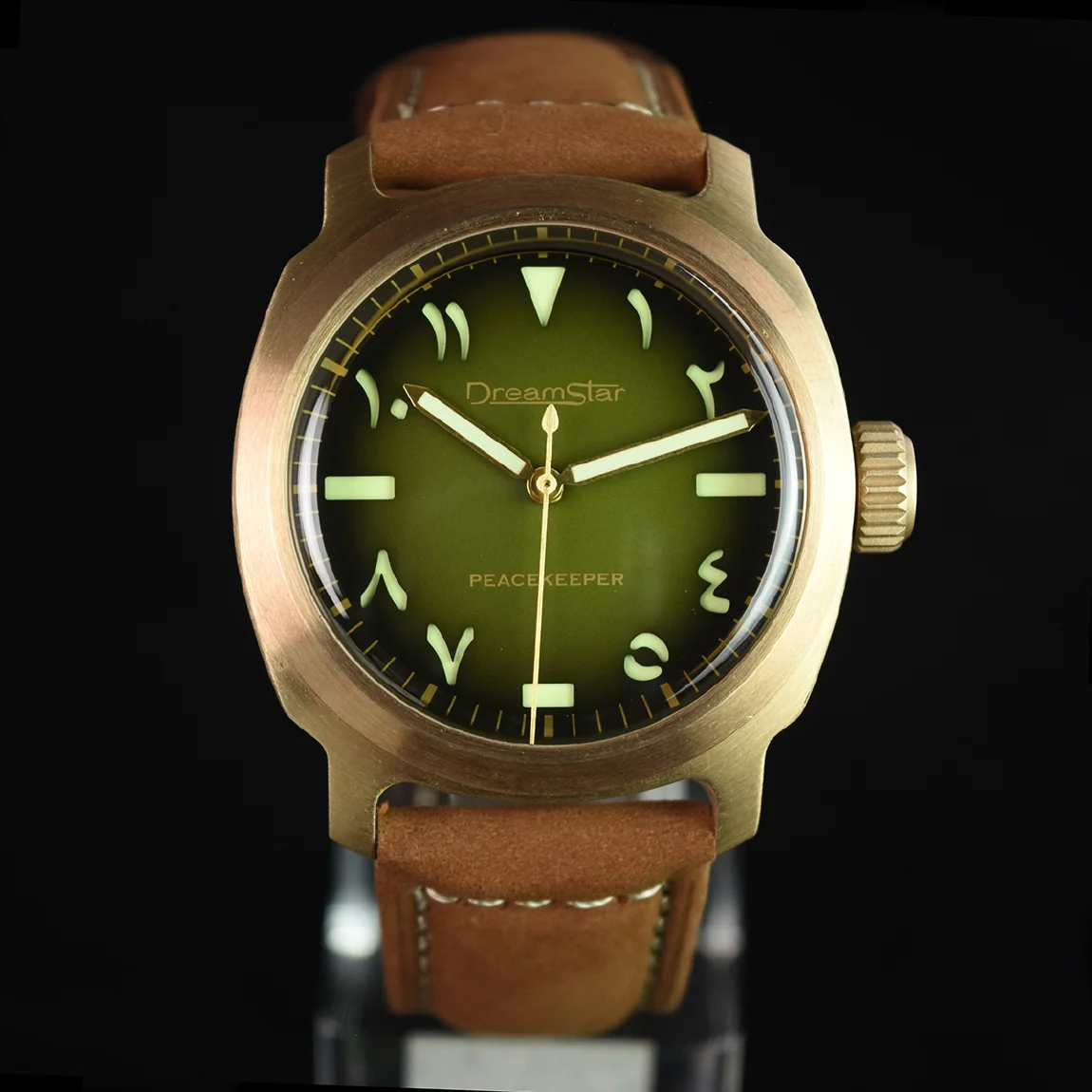 

Hruodland New Limited Edition Bronze Automatic Mens Watches PT5000 Sapphire Glass Sandwich Dial Brown Leather Wristwatches Men