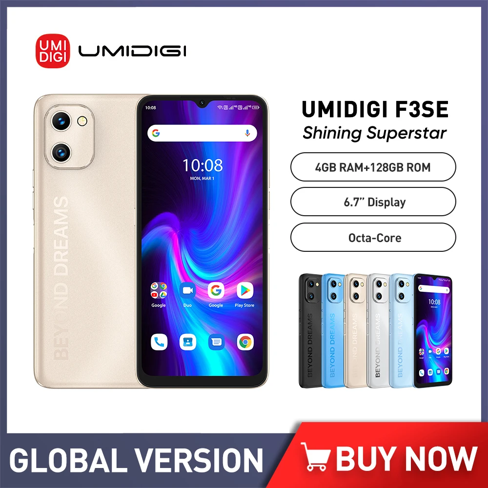 UMIDIGI F3 SE Android 11 6.7 Inch Cellphone 4GB 128GB Octa Core Mobile Phone 20MP Dual Camera Smartphone 5150mAh Global Version