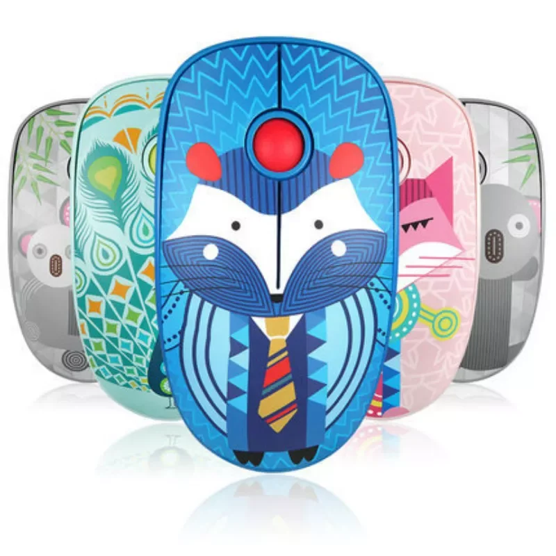 

Optical Computer Mouse Retro Fox Pattern Wireless USB Mouse 2.4GHz Ergonomic Mice for Laptop PC Mouse for Girl Office