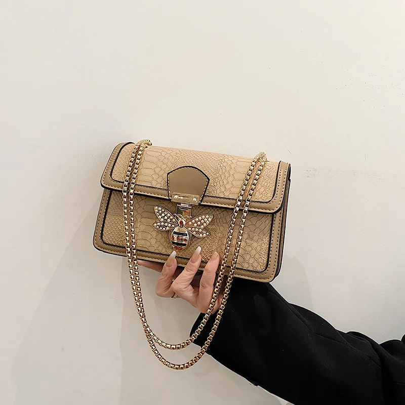 

Bee Pu Leather 2023 Bags For Women 2023 Chains Shoulder Messenger Bag Female Ladies Satchels Sling Luxury Handbags Designer