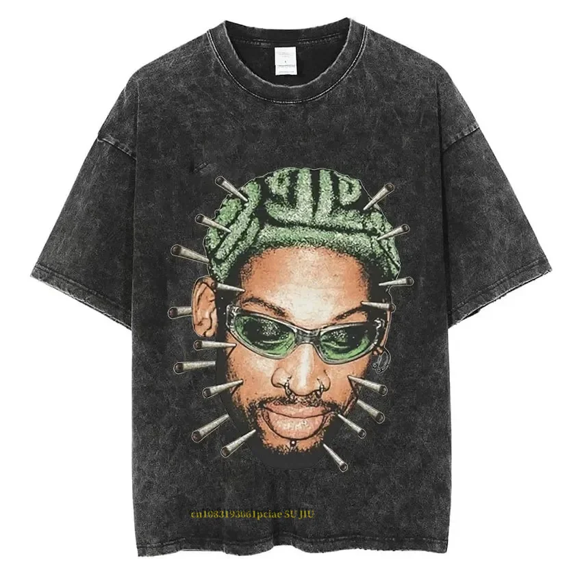 Футболка Dennis Rodman Basketball С Графическим Рисунком Винтажная Рваная Унисекс