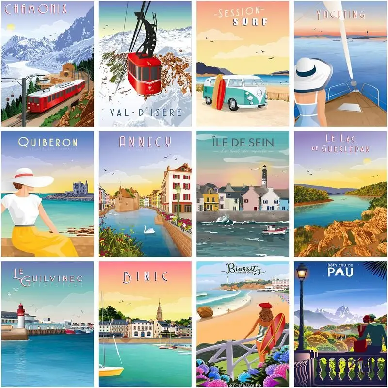 

GATYZTORY Coloring By Number Poster Landscape Kits DIY Oil Painting By Number Drawing On Canvas HandPainted Home Decoration