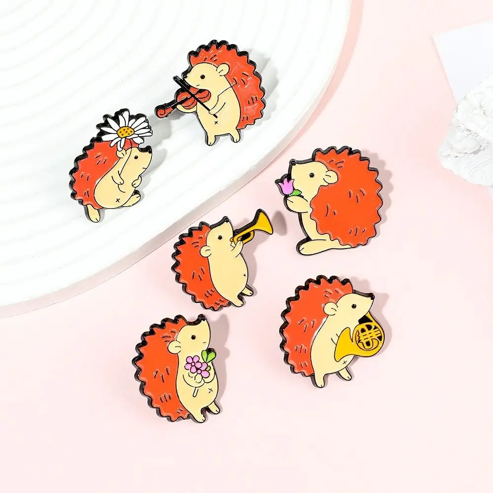 

Hedgehog Musician Audience Enamel Pins Custom Music Brooch Lapel Badge Bag Cartoon Animal Jewelry Gift for Kids Friends