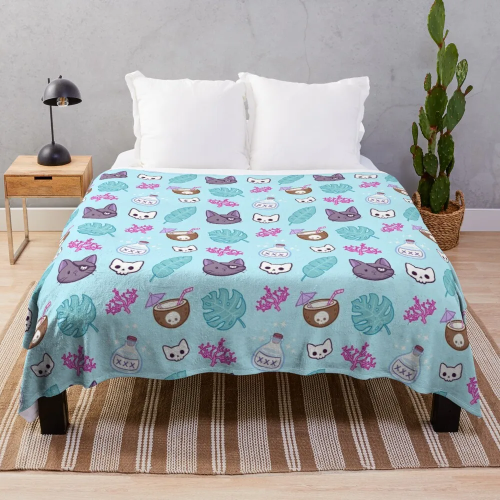 

Фланелевое покрывало с защитой от пиратской кошки // бирюзы | Дизайнерское одеяло Nikury, аниме H одеяло, покрывало