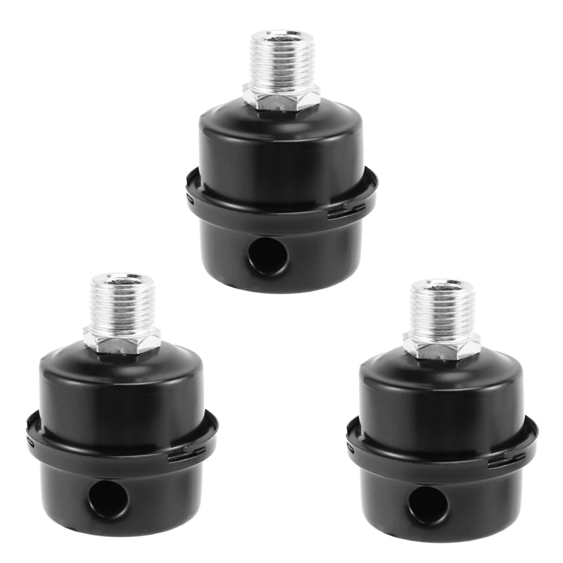 

3X 3/4Inch 20Mm Thread Metal Air Compressor Intake Filter Noise Muffler Silencer