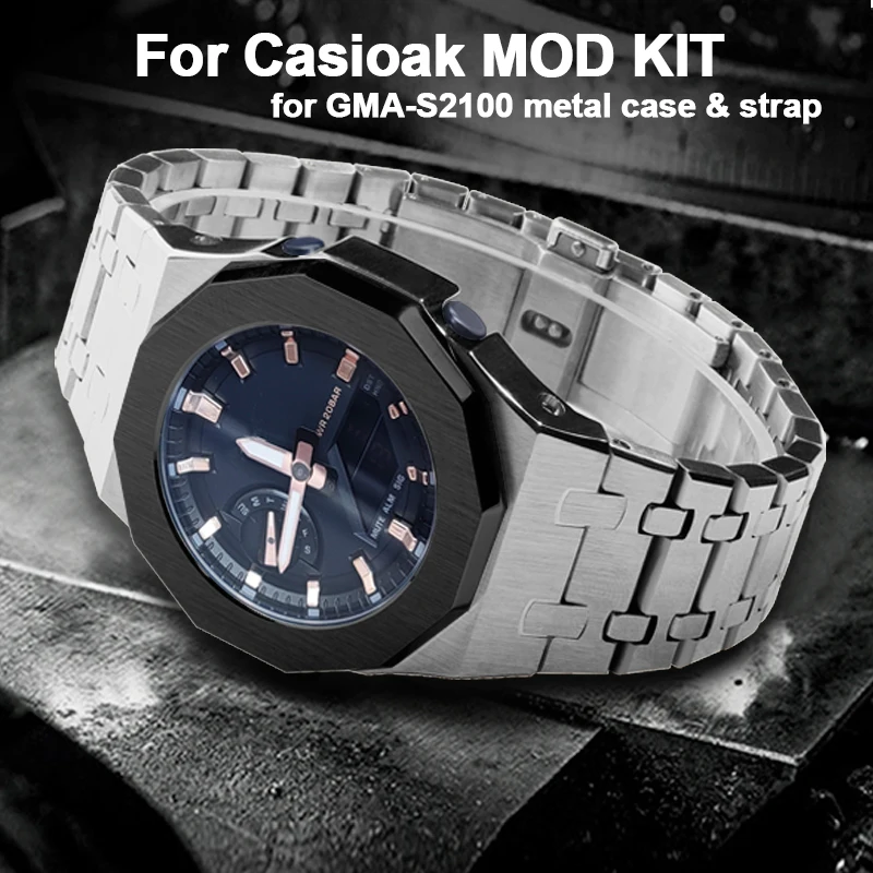 for Casioak GMA-S2100 Mod Kit Watch Case with Screws Watch Band Stainless Steel Metal Bezel Rubber Strap For Casio Accessories enlarge