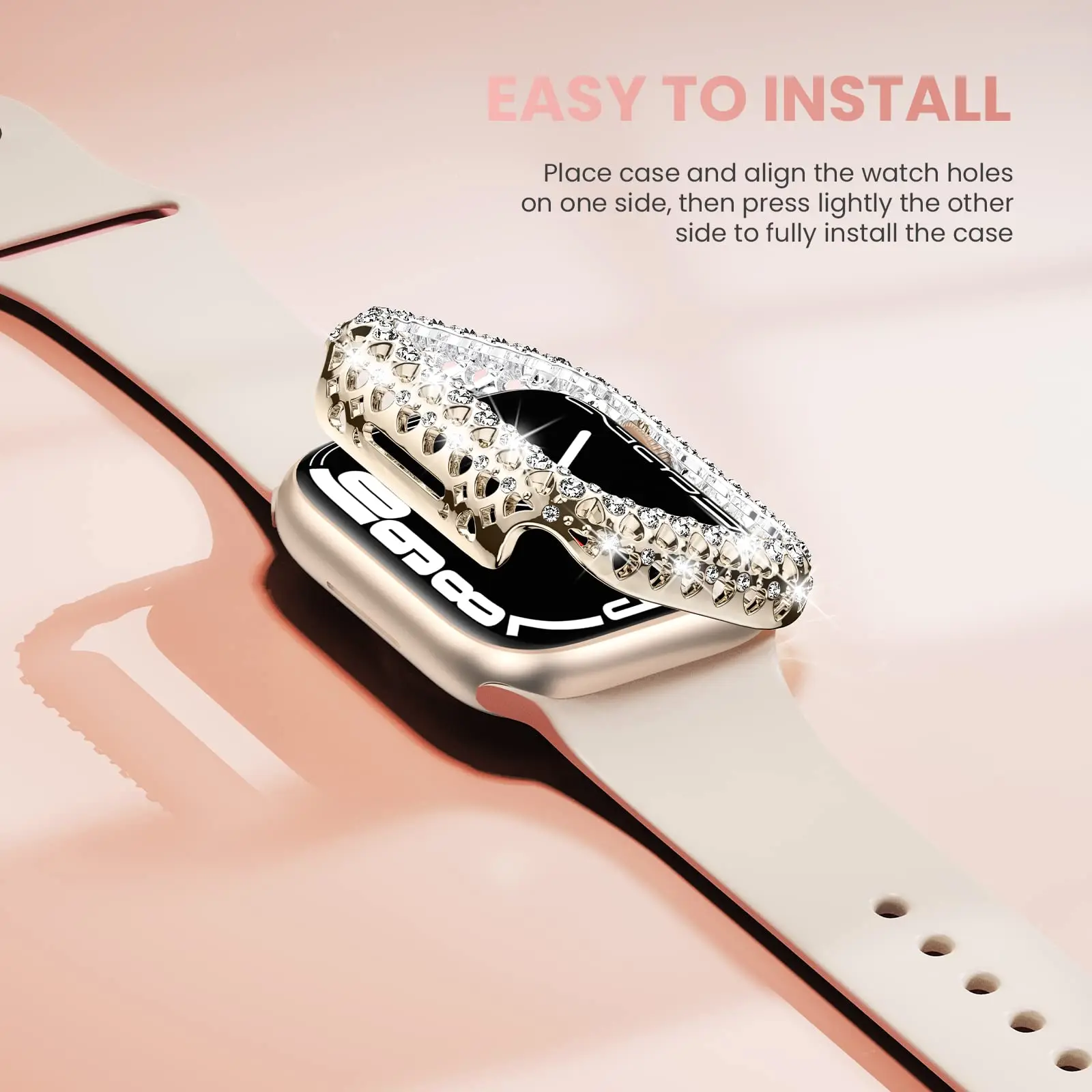Bling Crystal Bumper Cover for Apple Watch Case 41mm 45mm Diamond PC Protective Hard PC Frame for IWatch Series 8 7 41mm 45 mm