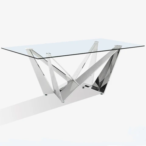 Индивидуальные ножки для обеденного стола из нержавеющей стали, современный стеклянный зеркальный обеденный стол из плексированного стекла