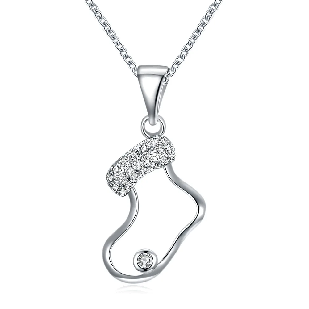 

European And American Christmas Socks Necklace Ornaments Crystal Christmas Necklace