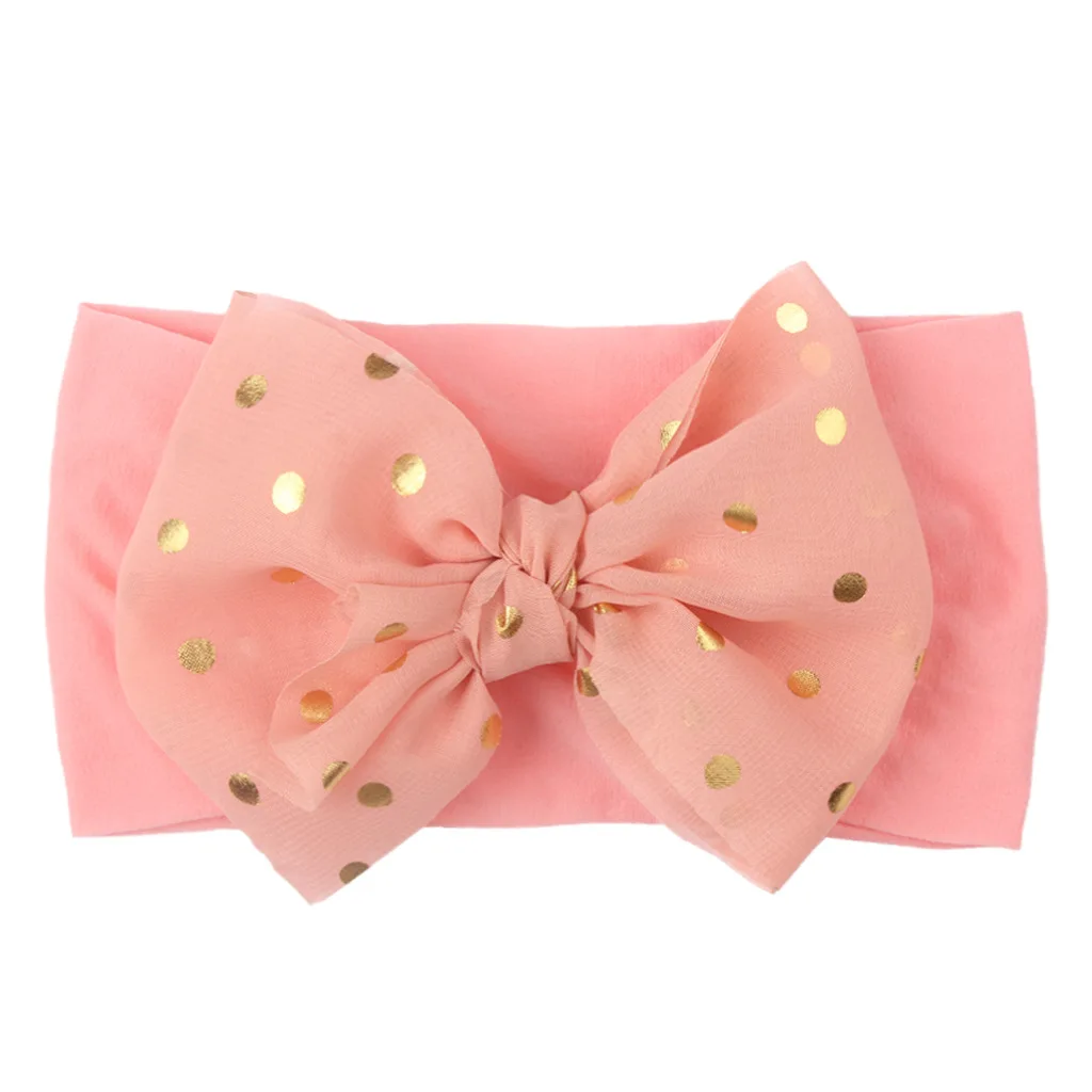 

2021 Children's New Lace Bowknot Hair Band Girl Gold Bronzing Soft Nylon Wide Hair Band Headdress Hair Accessories Headband