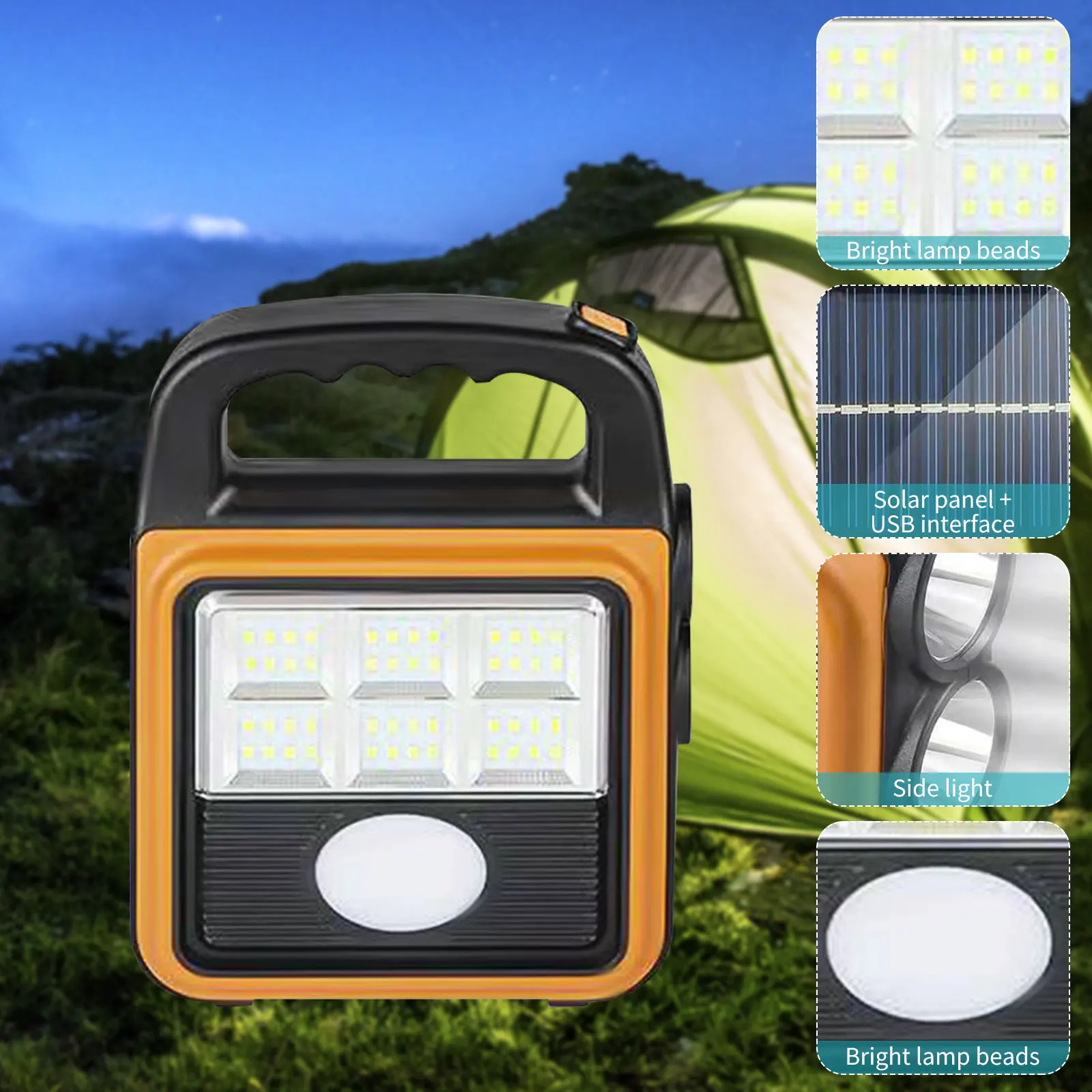 

Аварийный светильник на солнечной батарее, 3 режима светильник щения, уличные светодиодные фонари для кемпинга, с зарядкой от USB, фонари для ...