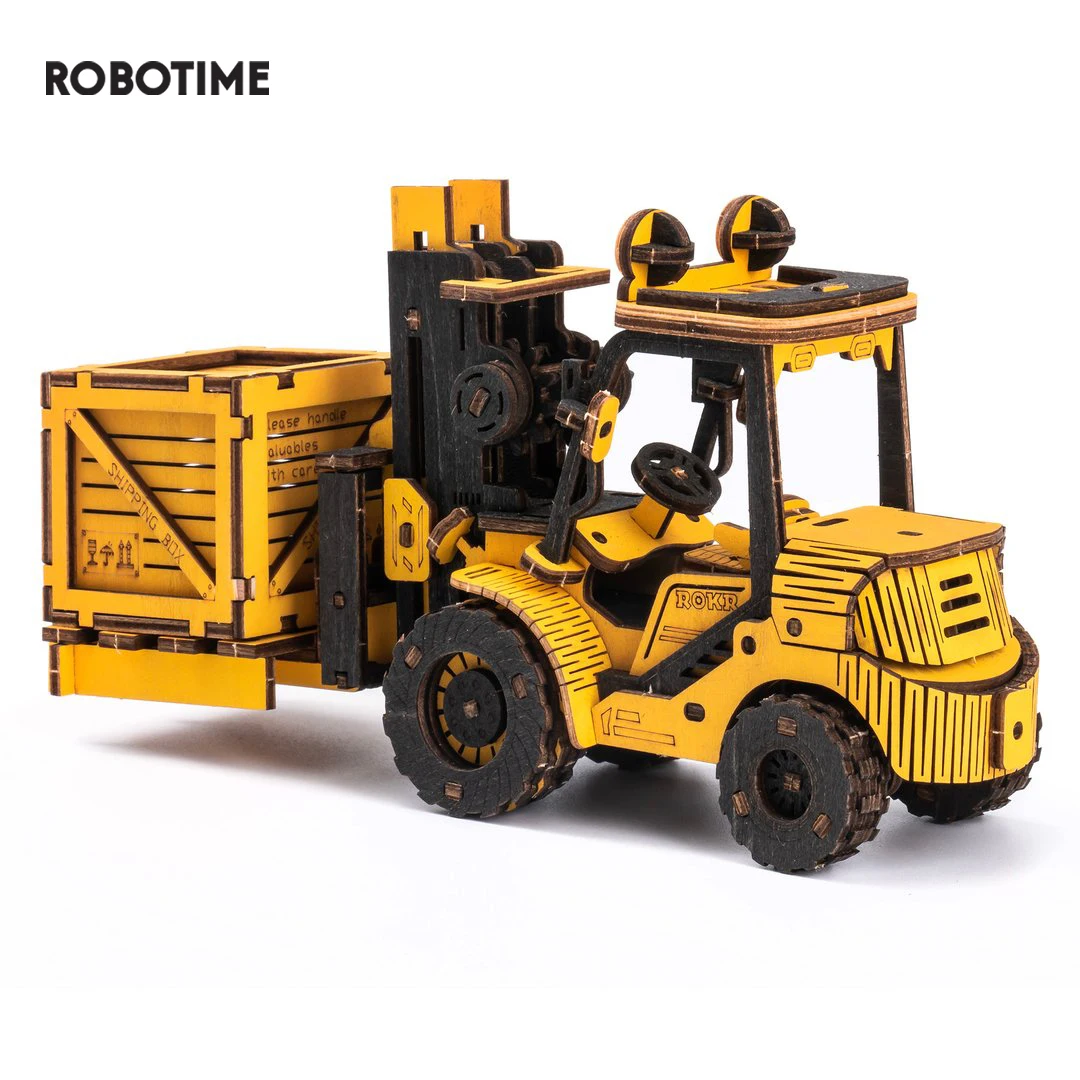 

Robotime ROKR Forklift Engineering Vehicle Building Block Set For Kids Adult Creative Toys 3D Wooden Puzzle Extend Imagin TG413K