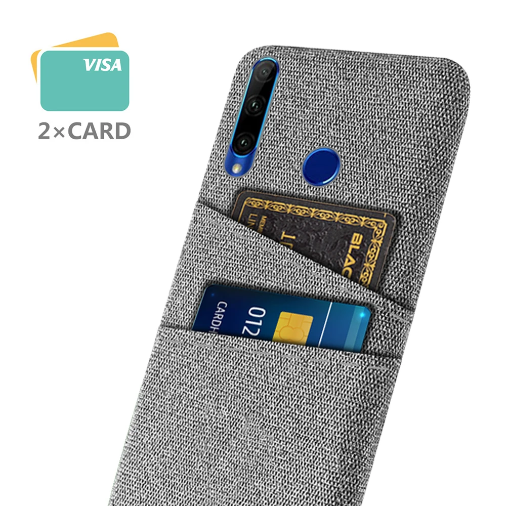 

For Huawei Y6P Case Luxury Fabric Dual Card Phone Cover For Huawei y6p 2020 Y 6P Case MED-LX9N HuaweiY6p 6.3" Bumper Fundas