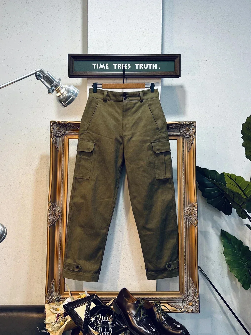 AnnualRing French M-47 в стиле милитари с высокой талией прямые HBT из ткани елочка большие