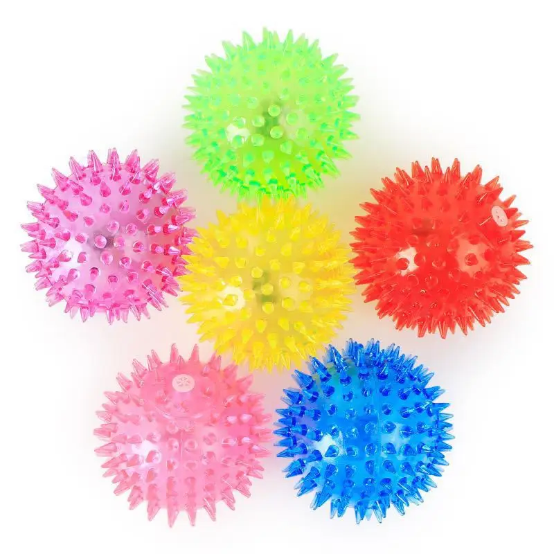 

Dog Squeaky Toys Colorful Soft Rubber Luminous Pet Puppy Dog Chewing Playing Elastic Hedgehog Ball Toy Small Pet Supplies