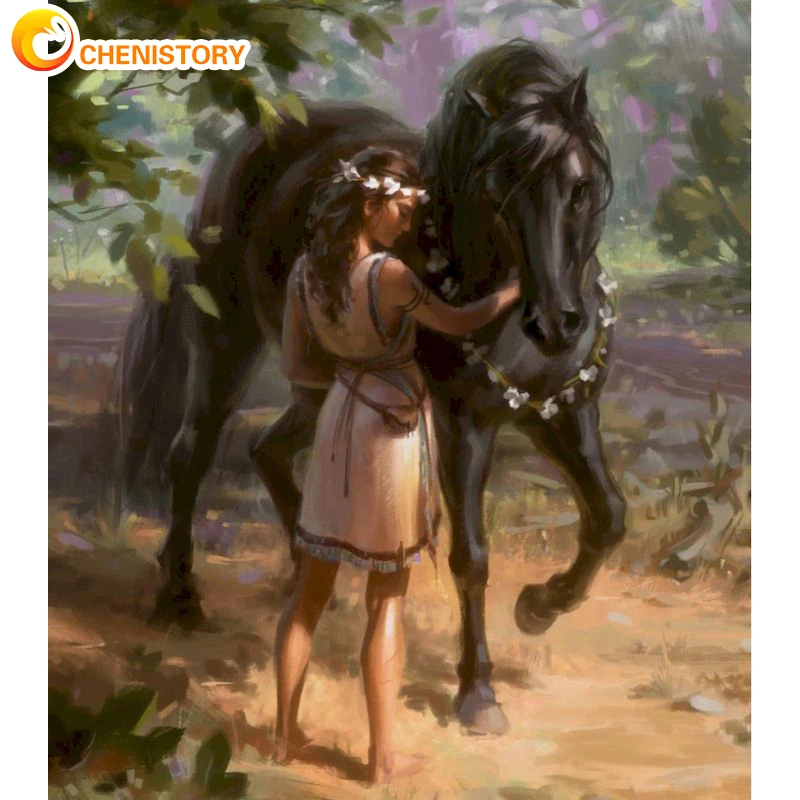 

Набор для рисования по номерам на холсте Девушка и лошадь, 60 х75 см